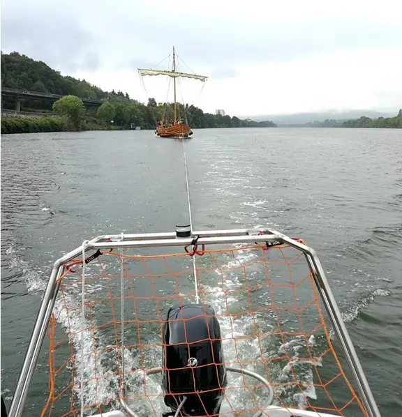 Schleppversuch der Bissula mit Messtechnik